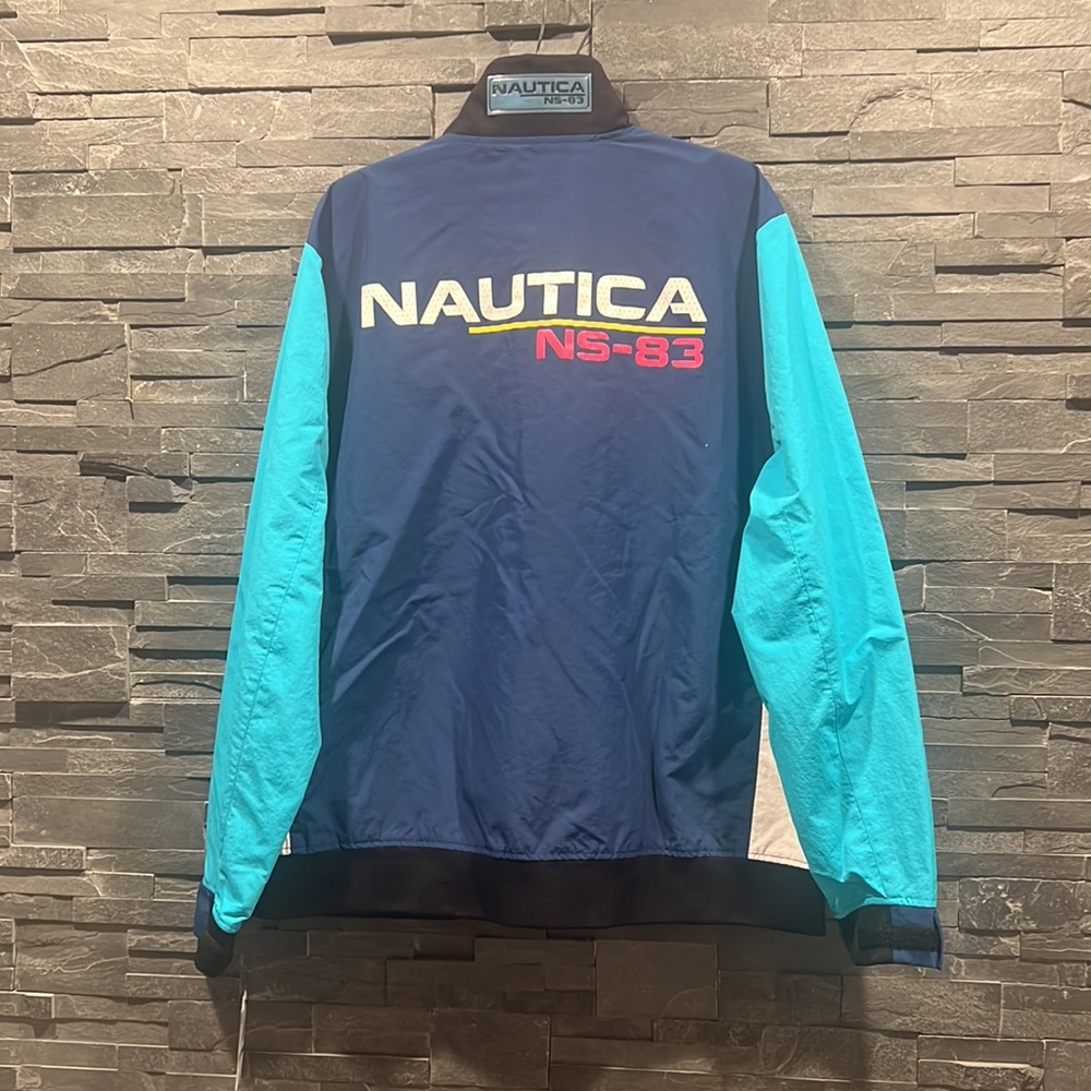 Nautica Water resistant Pull-on Mesh lined Color-blocked Half-zip Jacket/Anorak - Picture 4 of 10